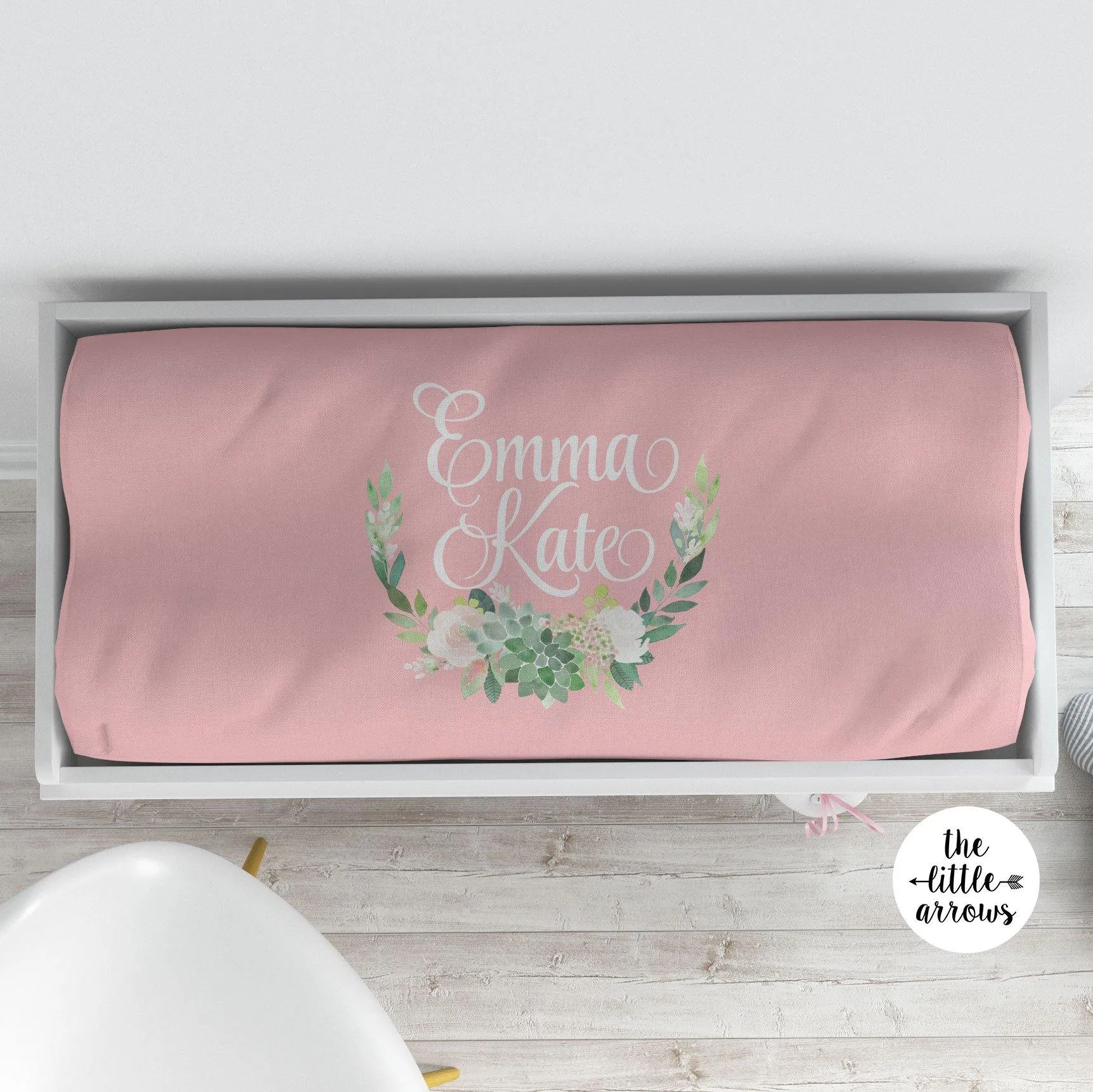 Changing Pad Cover - Succulent Wreath