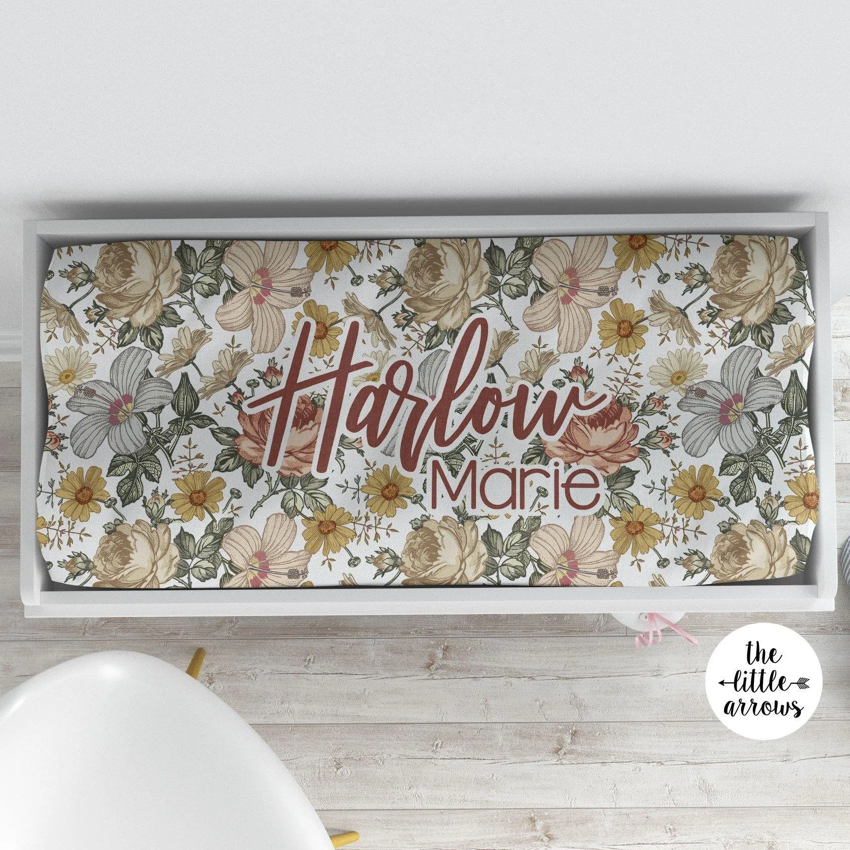 Changing Pad Cover - Vintage Floral - the Harlow collection