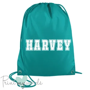 Children's Personalised Varsity P.E. Drawstring Bag