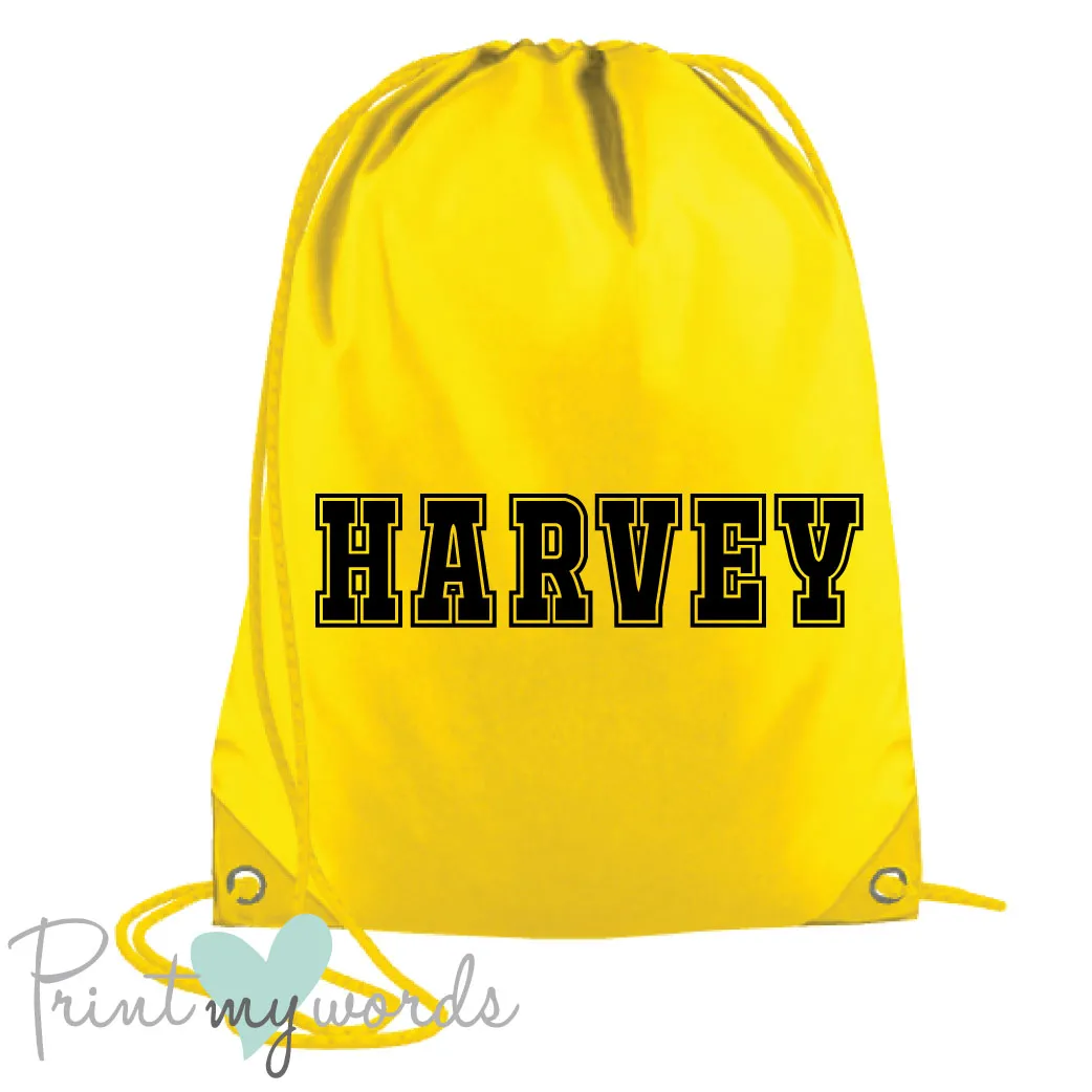 Children's Personalised Varsity P.E. Drawstring Bag