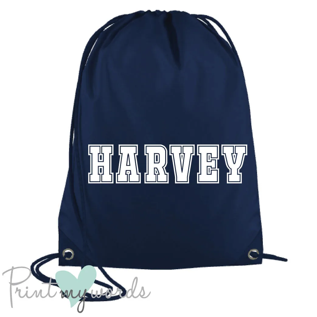 Children's Personalised Varsity P.E. Drawstring Bag