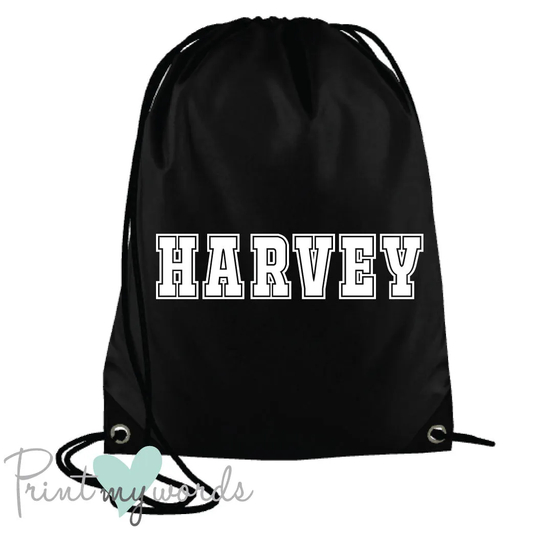 Children's Personalised Varsity P.E. Drawstring Bag