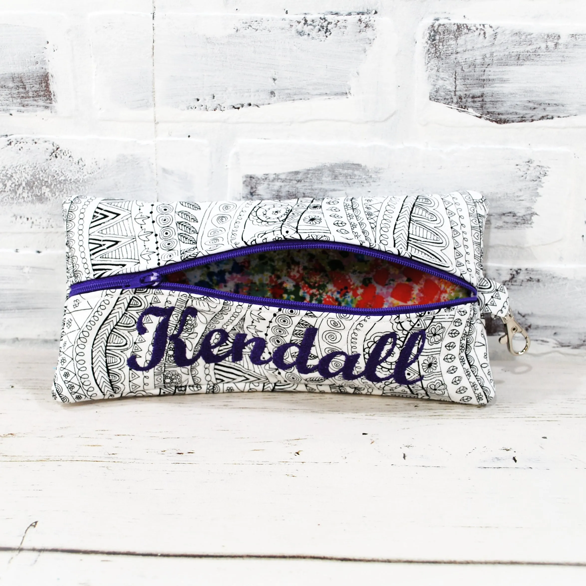 Color Me Doodle Personalized Quilted Pouch