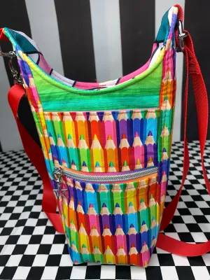 Coloured pencils drink bottle crossbody bag