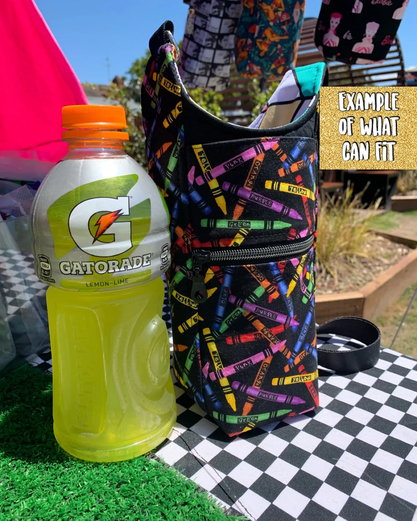 Coloured pencils drink bottle crossbody bag