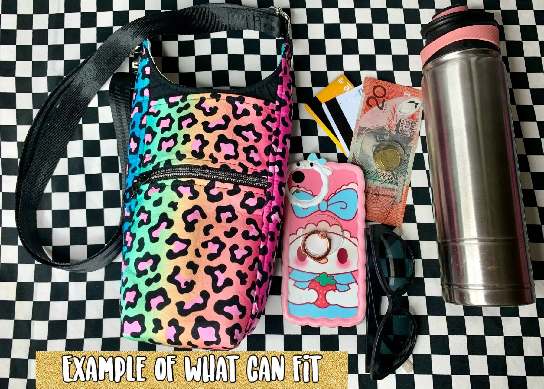 Coloured pencils drink bottle crossbody bag