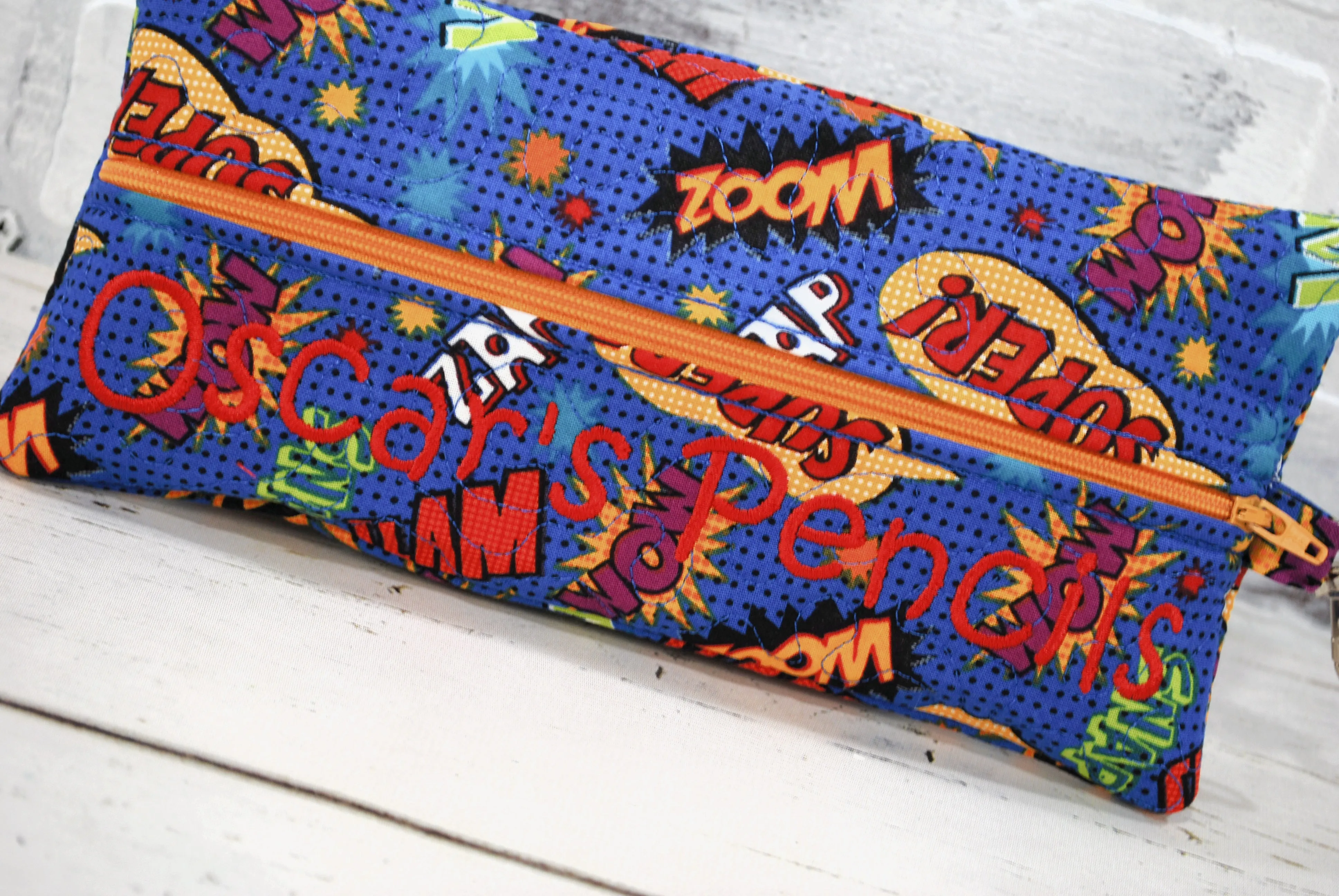 Comic Book Words Personalized Quilted Pouch