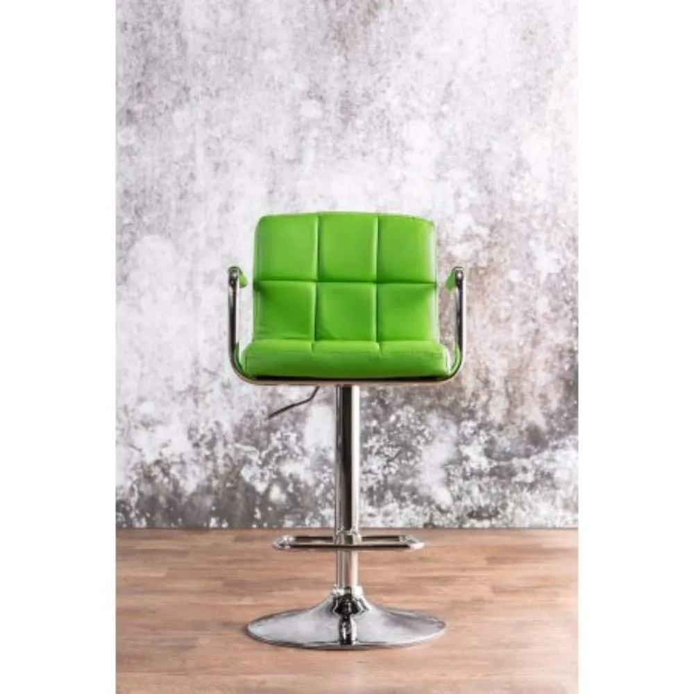 Contemporary Bar Stool With Arm In Green
