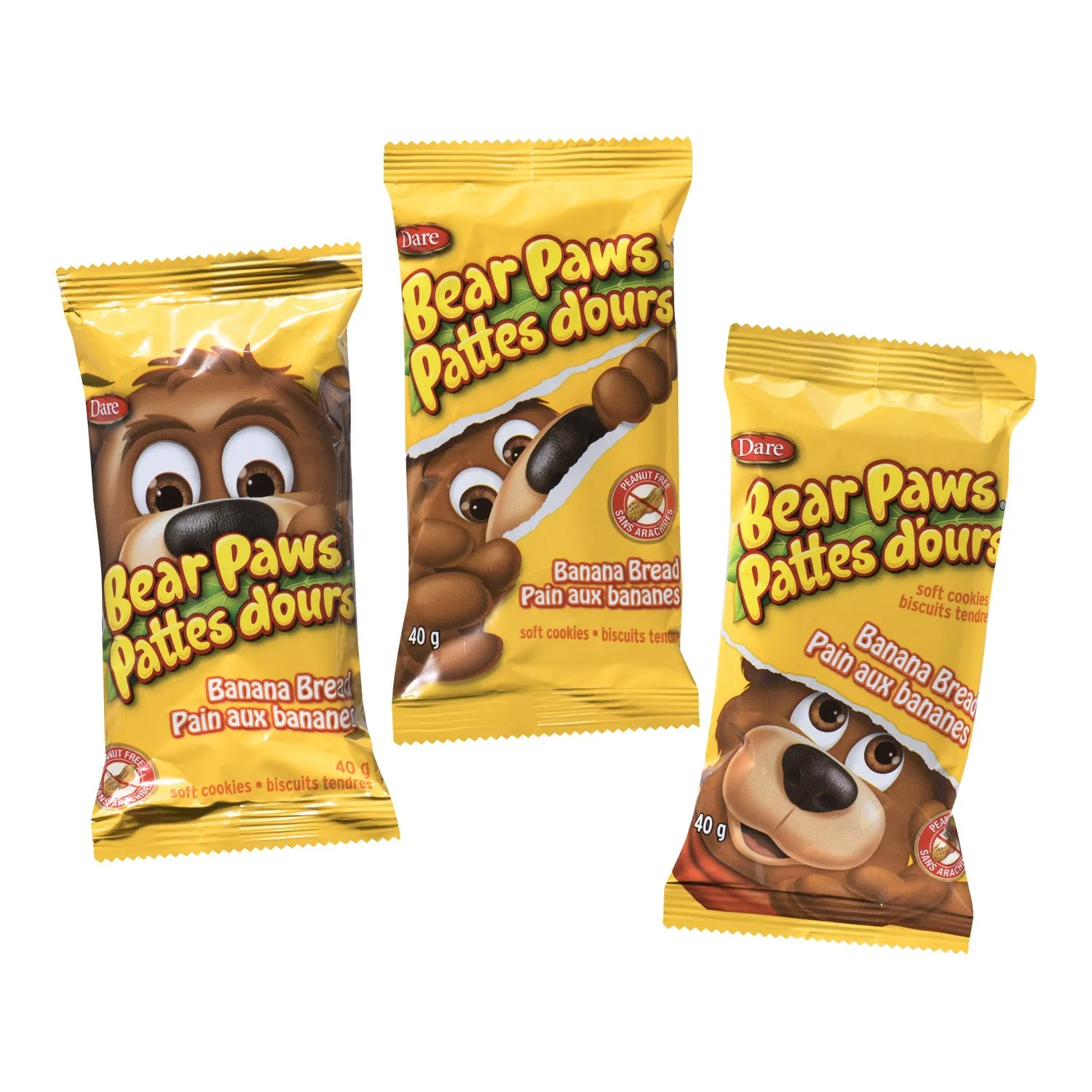 Cookie Banana Bread Bear Paws - 6 x 480 g - Dare - Restaurant and Foodservice Ingredients - Canadian Distribution