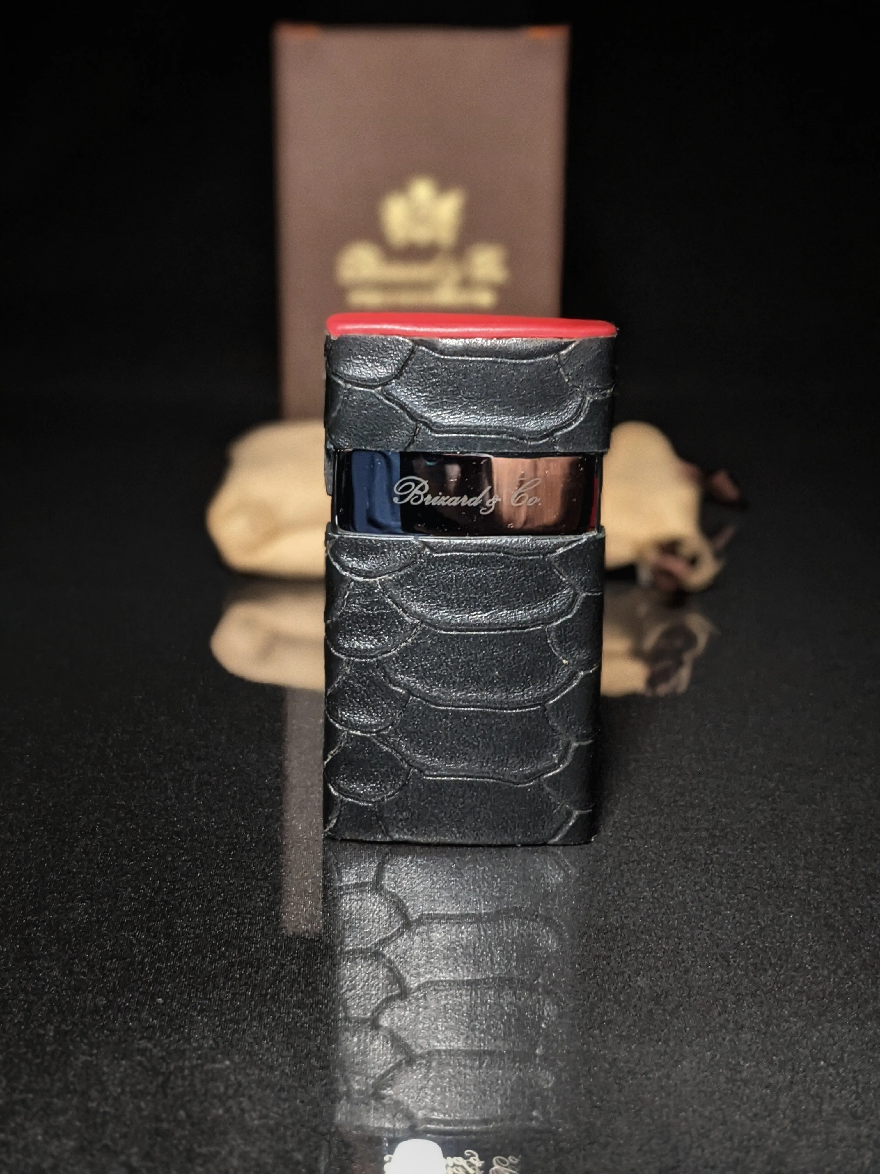 Copy of Brizard and Co Havana Traveler in Black Python Pattern and Red Leather Combo