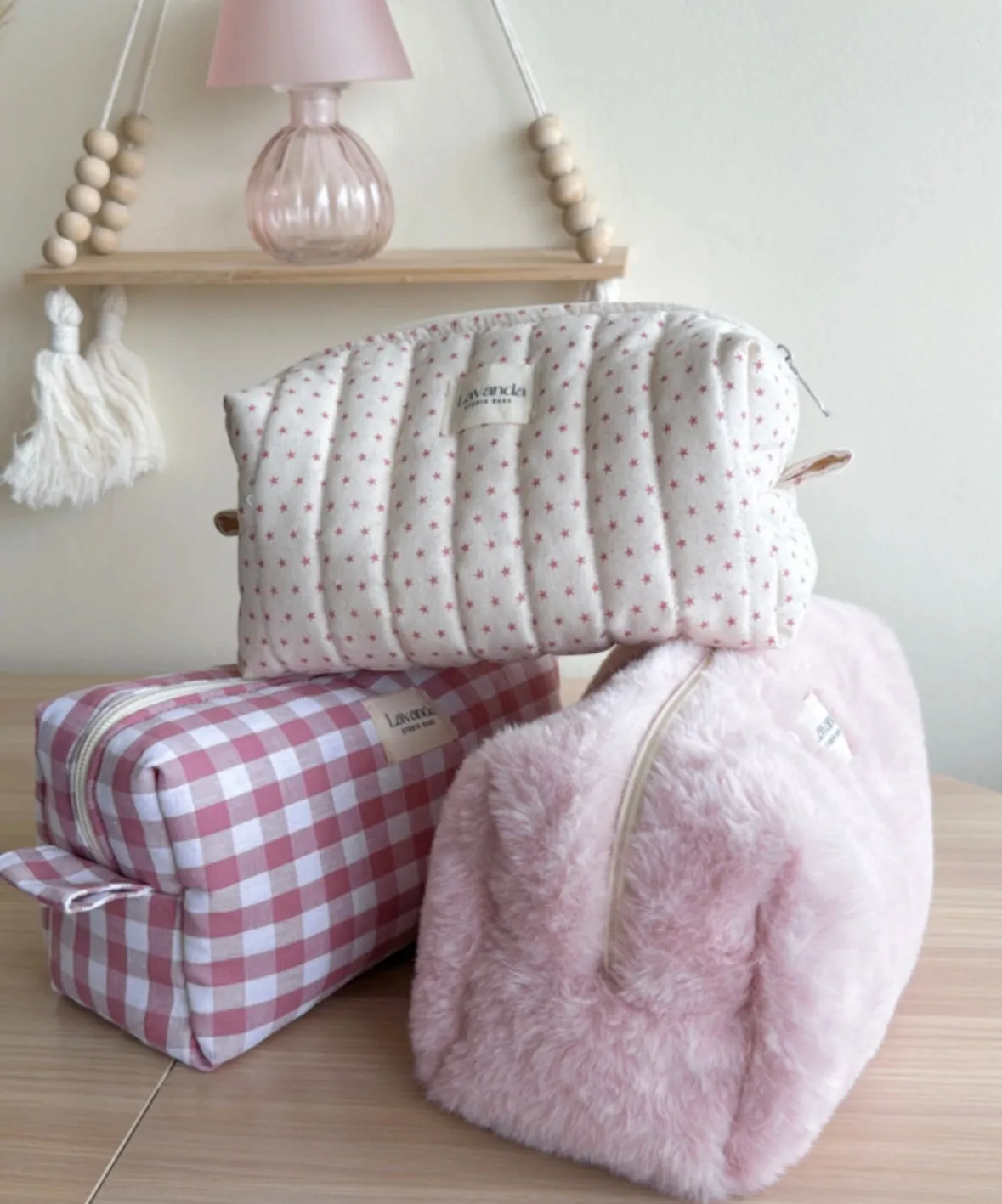 Cosmetic bag pink stars