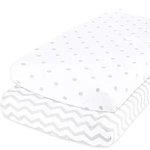 Cotton Jersey Changing Pad Covers, 2 Pack – Polka Dots & Chevron