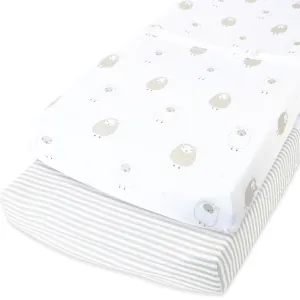Cotton Jersey Changing Pad Covers, 2 Pack – Stripes & Lamb