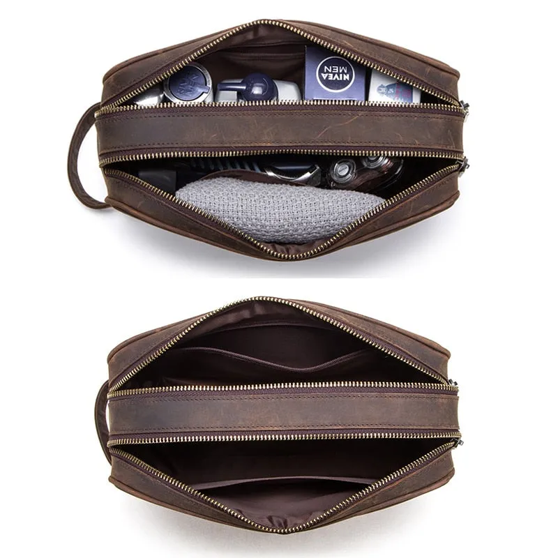 Crazy Horse Leather Toiletry Bag