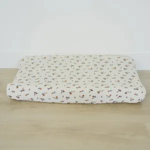 Cream Floral Muslin Changing Pad Cover