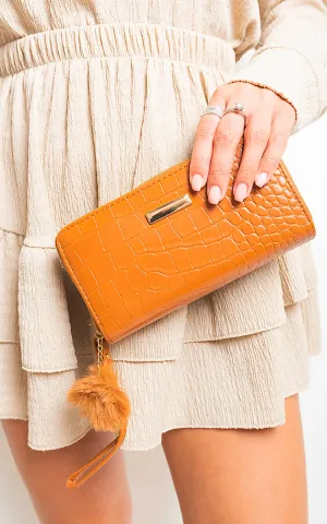 Croc Patterned Zip Around Purse