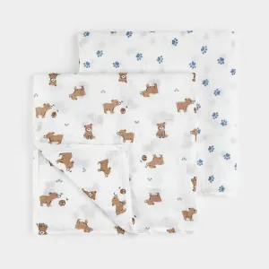 Cubs & Paw Prints 2 Pack Muslin Swaddles