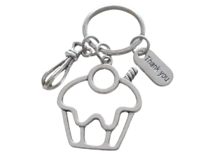 Cupcake & Whisk Charm Keychain, Baker's Keychain, Bakery Employee Appreciation Gift, Staff Thank You Gift