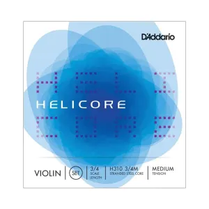 D'Addario H310 3/4M Helicore Violin String Set 3/4 Scale, Medium Tension
