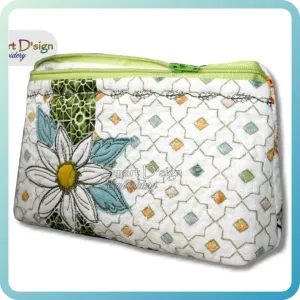 DAISY FLOWER PATCHWORK - ITH QUILT ZIPPER BAG