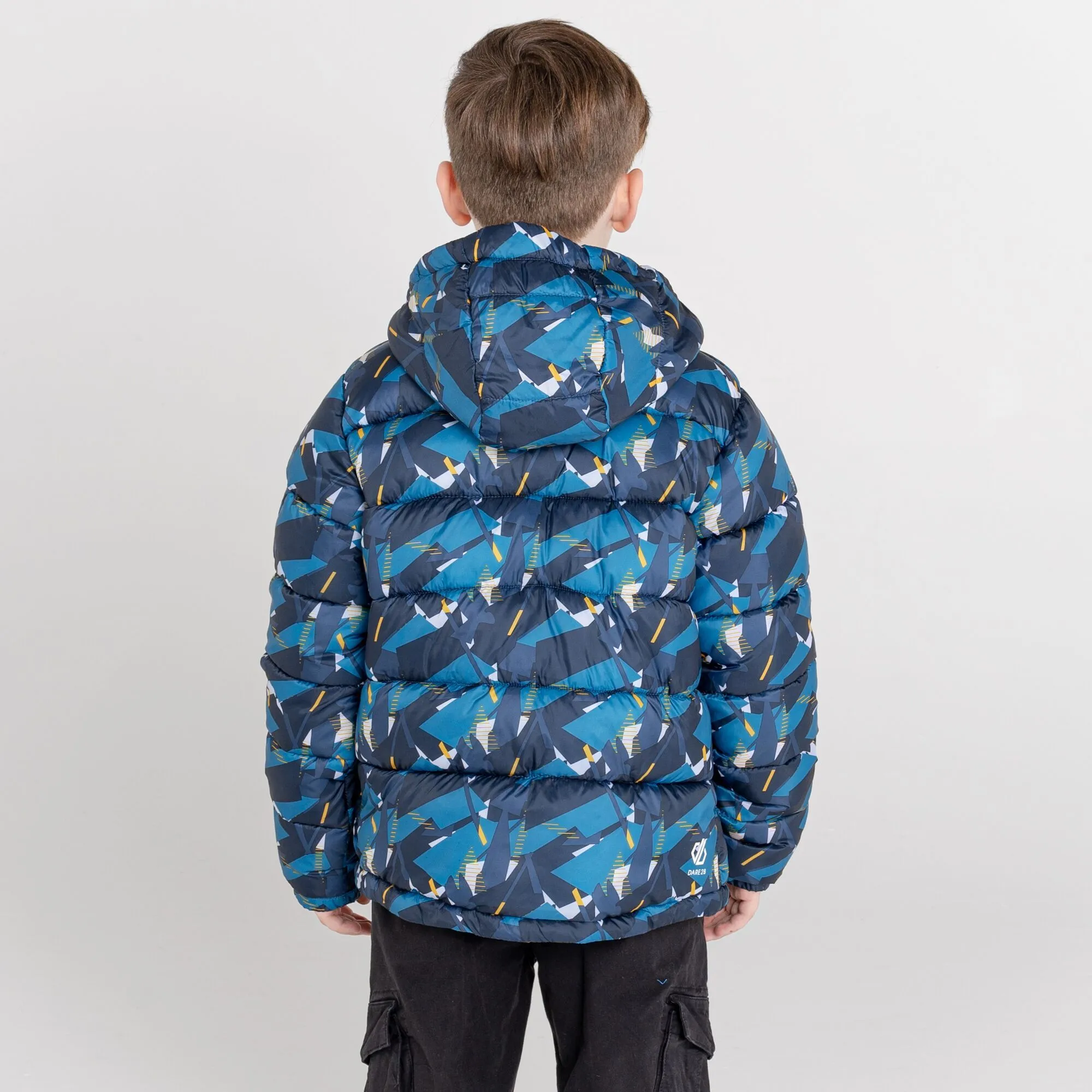 Dare 2b Boy's Bravo Puffer Jacket Dark Denim Geometric Print