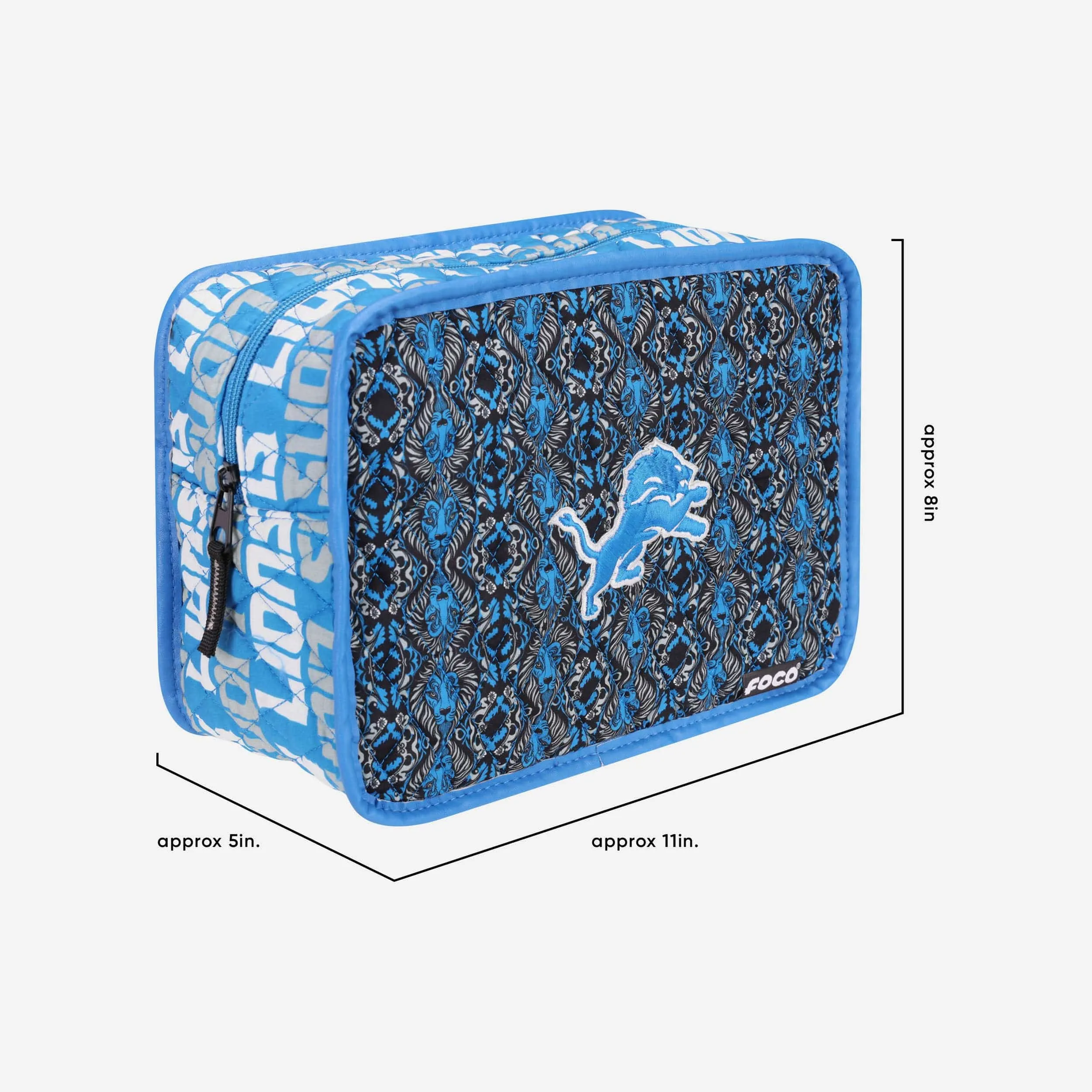Detroit Lions Quilted Printed Cosmetic Bag