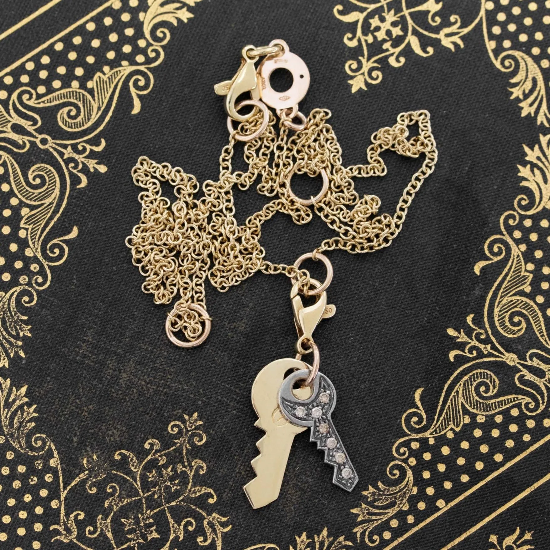 Diamond & Gold Keys Pendant by Marroni