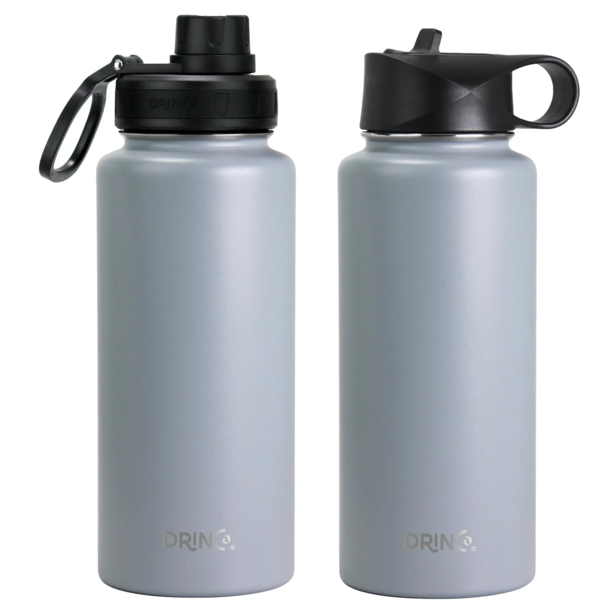DRINCO® 32oz Stainless Steel Water Bottle (3 lids) - Asphalt Gray