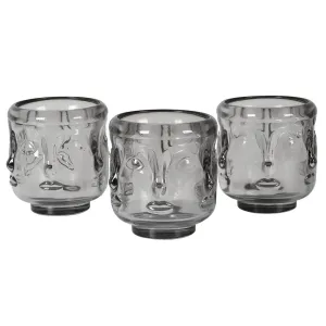 Dwell Small Glass Candle Holders Set Of 3 - Grey