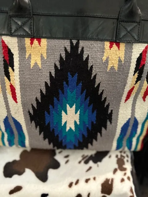 ECOTORIE BLEU SOUTHWEST NATIVE AMERICAN LEATHER Blanket Bag