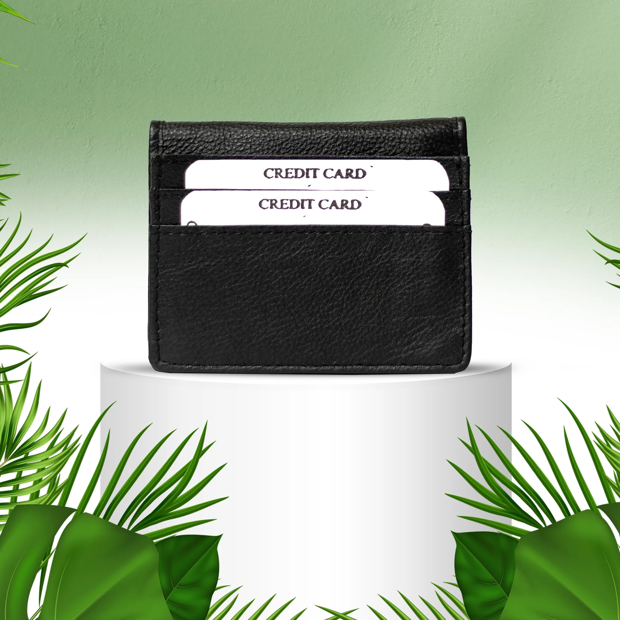 Elegant Crunch Leather Card Holder: RFID Protected Design