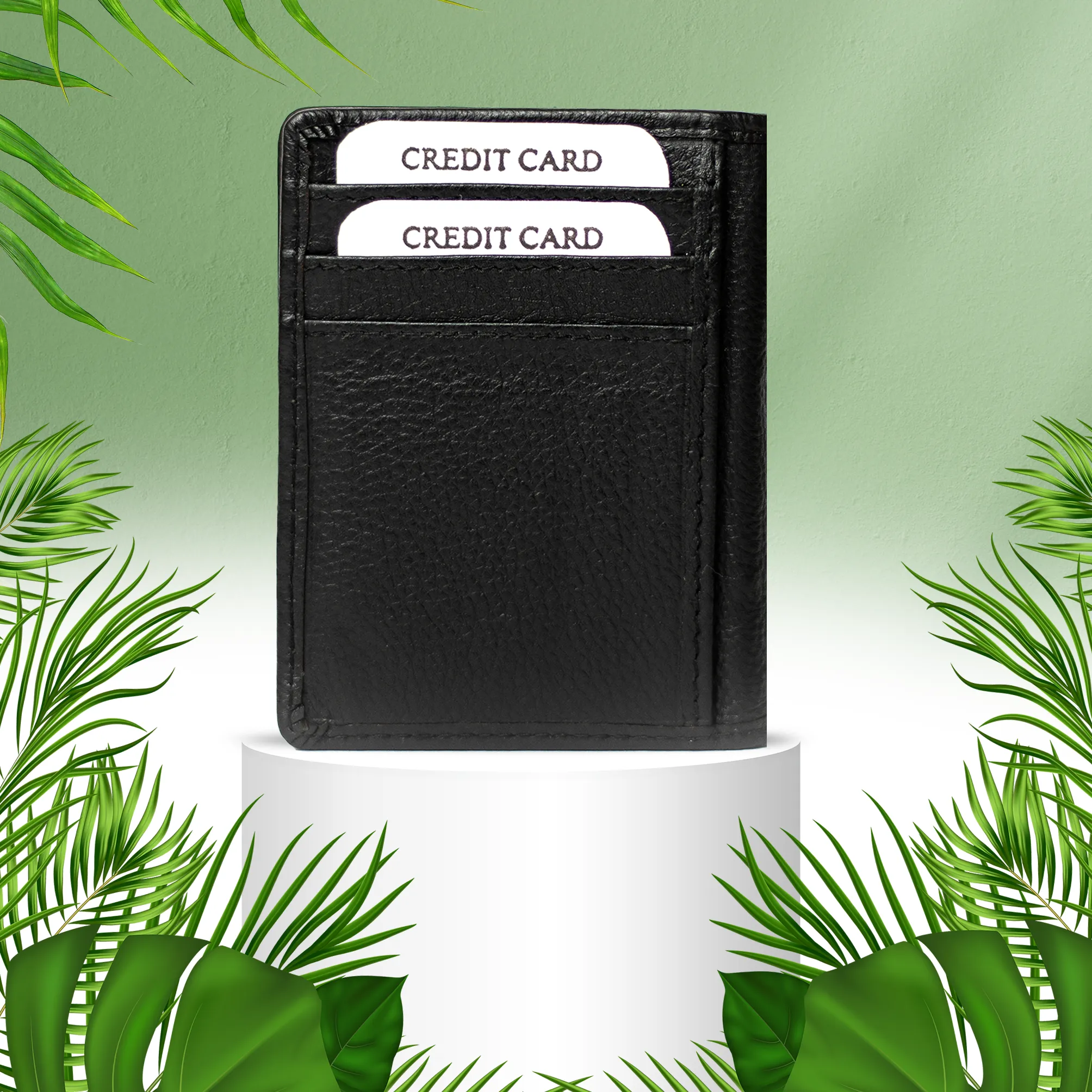 Elegant Crunch Leather Card Holder: RFID Protected Design