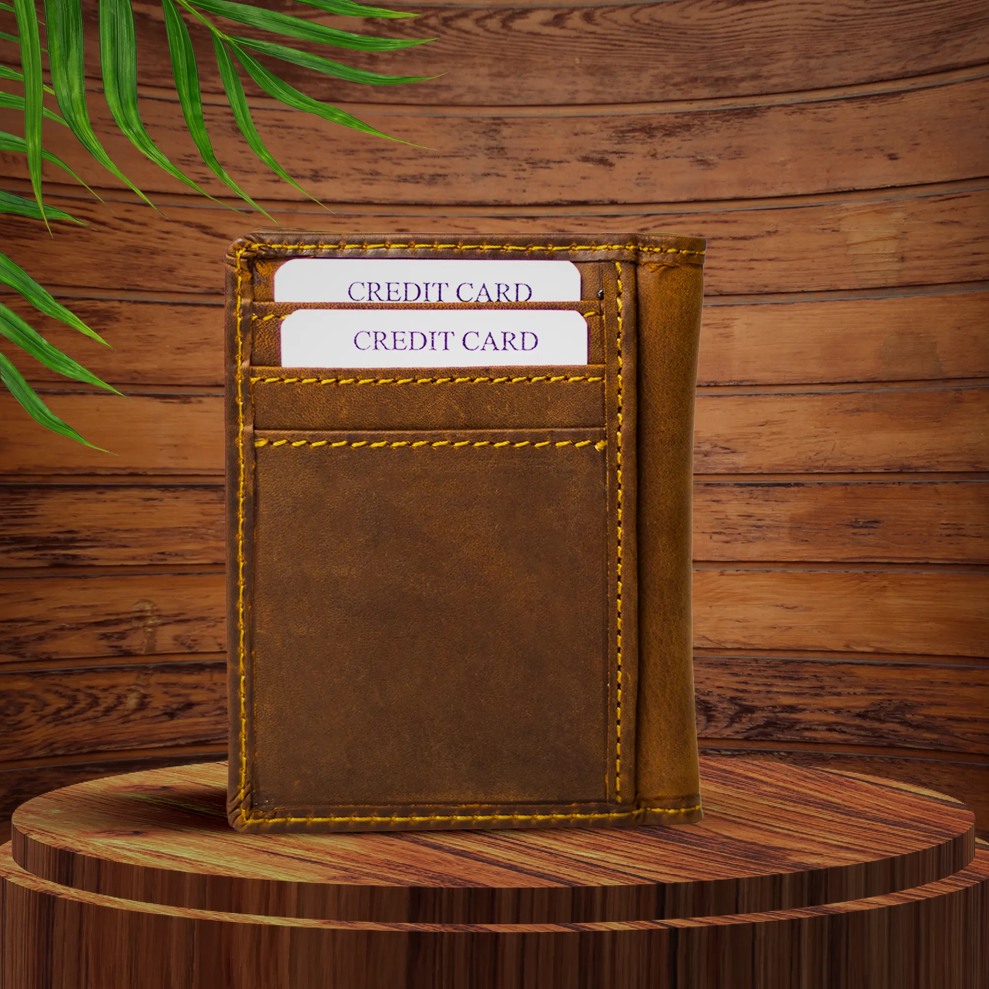 Elegant Crunch Leather Card Holder: RFID Protected Design