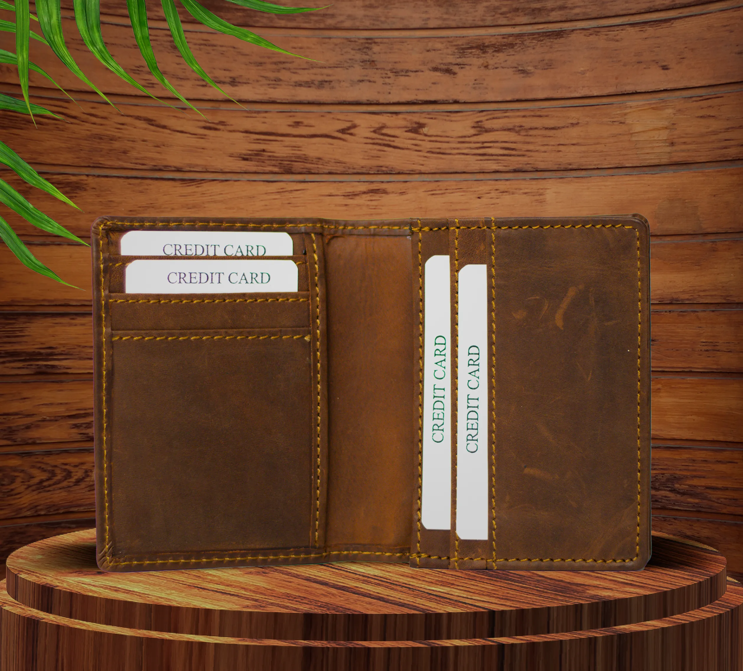 Elegant Crunch Leather Card Holder: RFID Protected Design