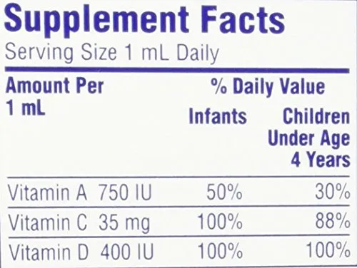 Enfamil Tri-Vi-Sol Vitaminas A, C &amp; D Suplemento gotas 1.7 fl oz, paquete de de 4, 4