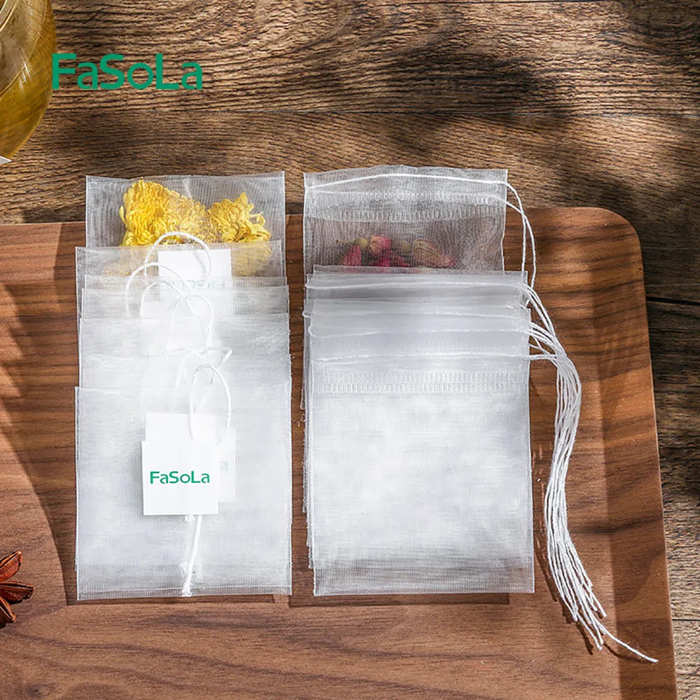 FaSoLa Tea Bag Pouches with Drawstring - 50 Pieces