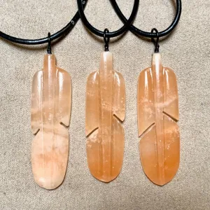 Feather-Shaped Pendant (Orange Calcite)