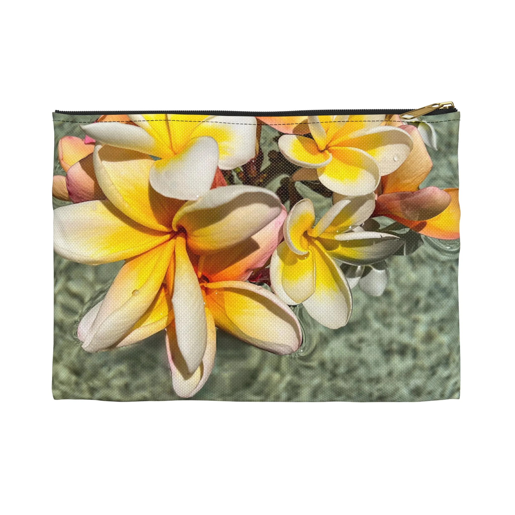 Floating Frangipanis New Zippered Accessory Bag (FWS) Made in the USA