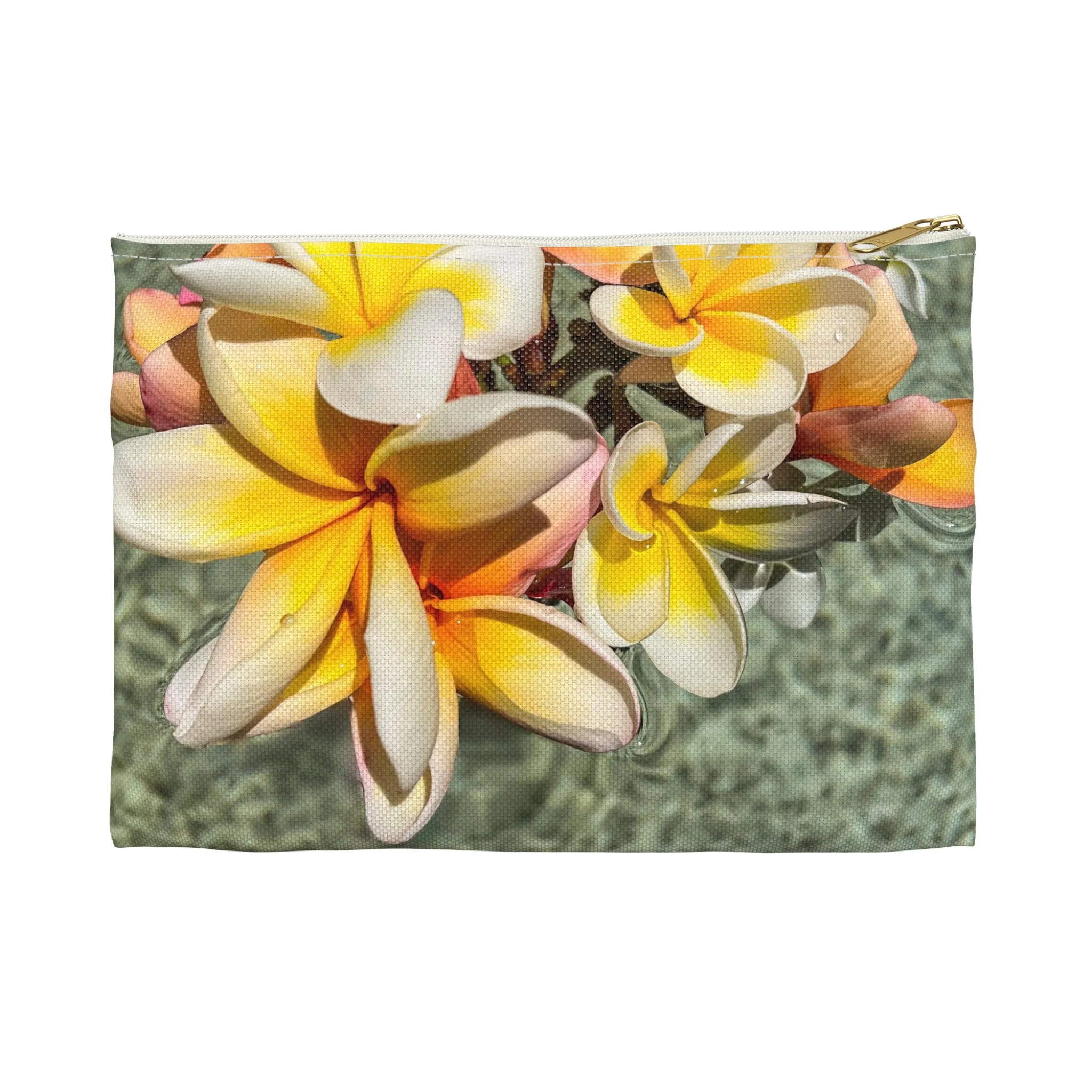 Floating Frangipanis New Zippered Accessory Bag (FWS) Made in the USA