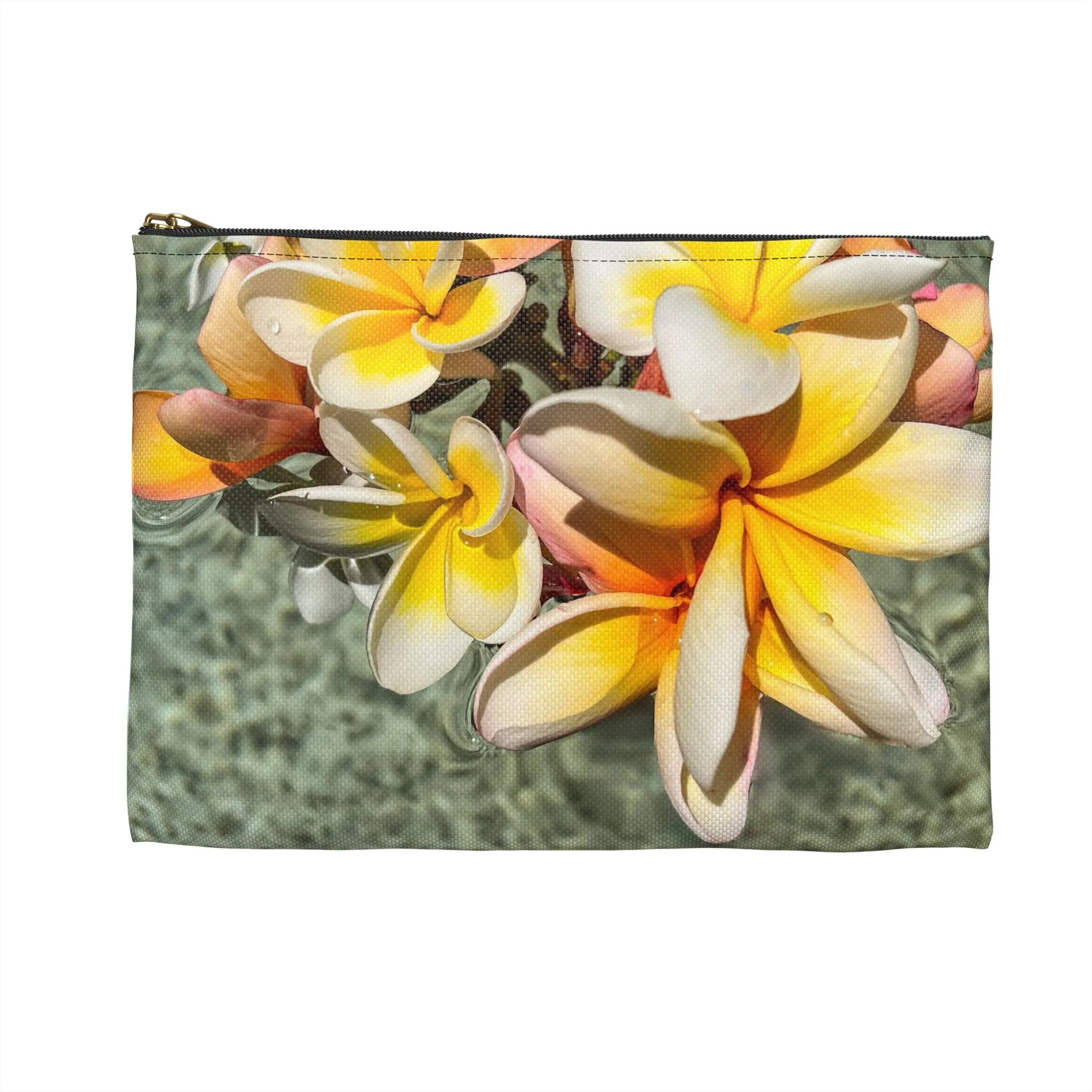 Floating Frangipanis New Zippered Accessory Bag (FWS) Made in the USA