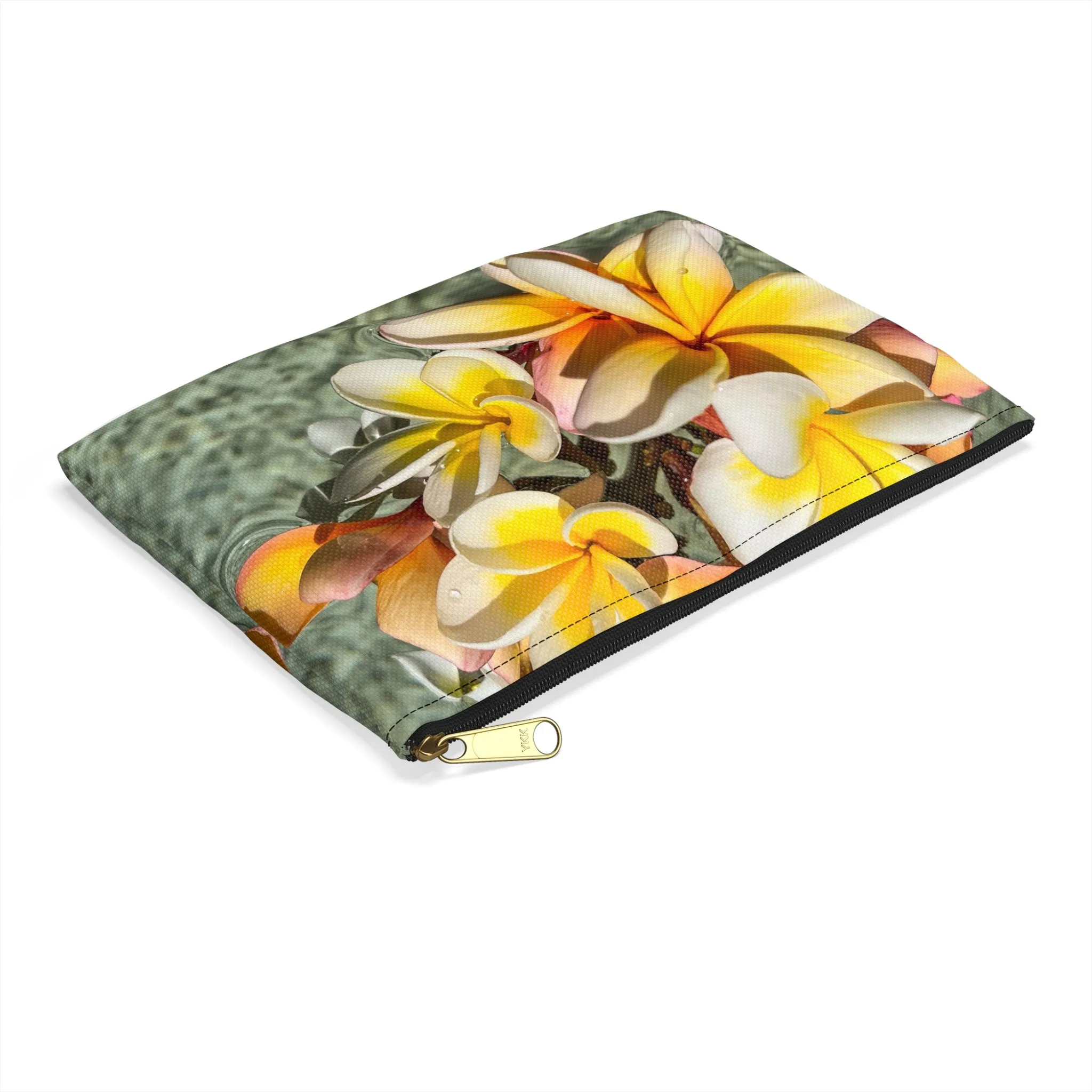 Floating Frangipanis New Zippered Accessory Bag (FWS) Made in the USA