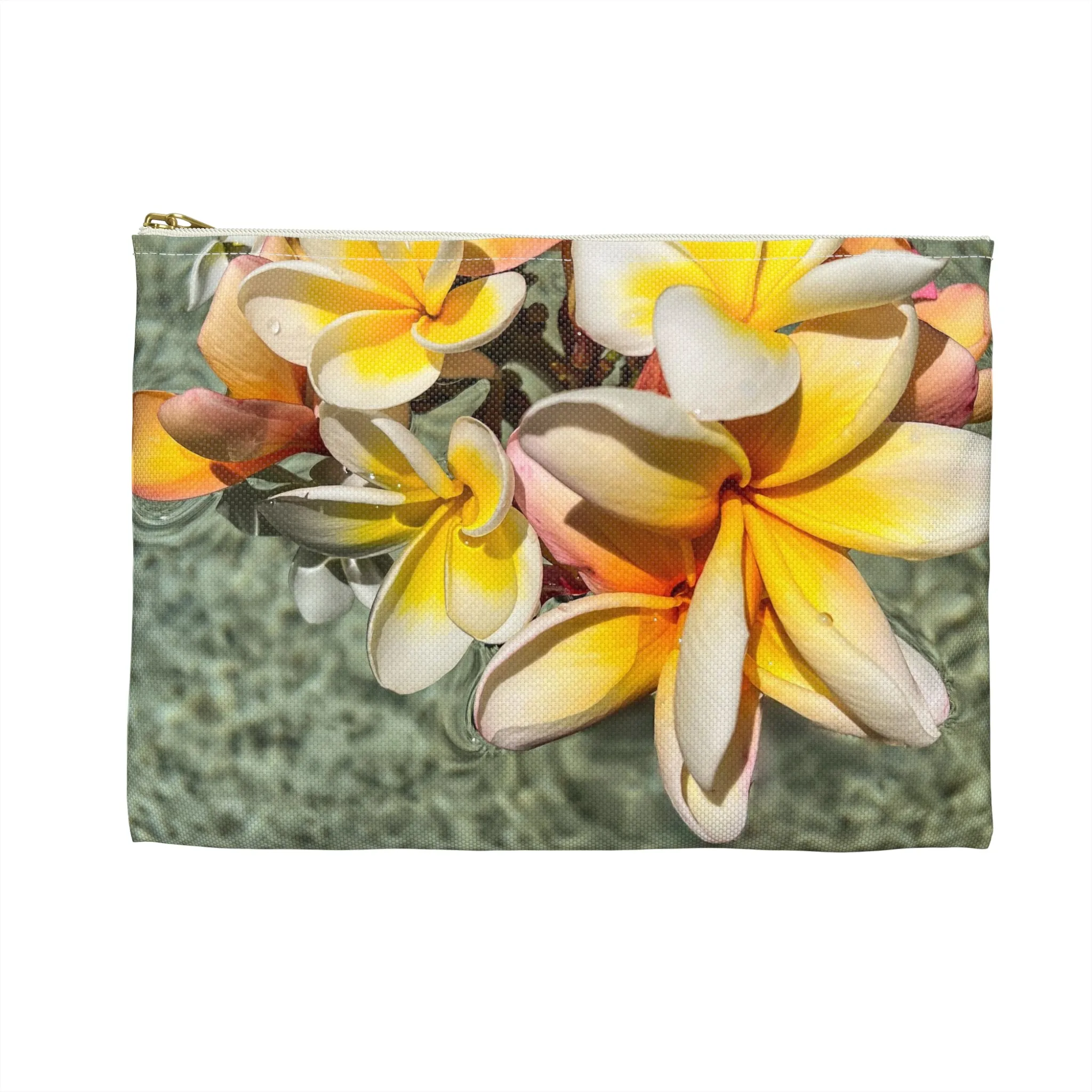 Floating Frangipanis New Zippered Accessory Bag (FWS) Made in the USA