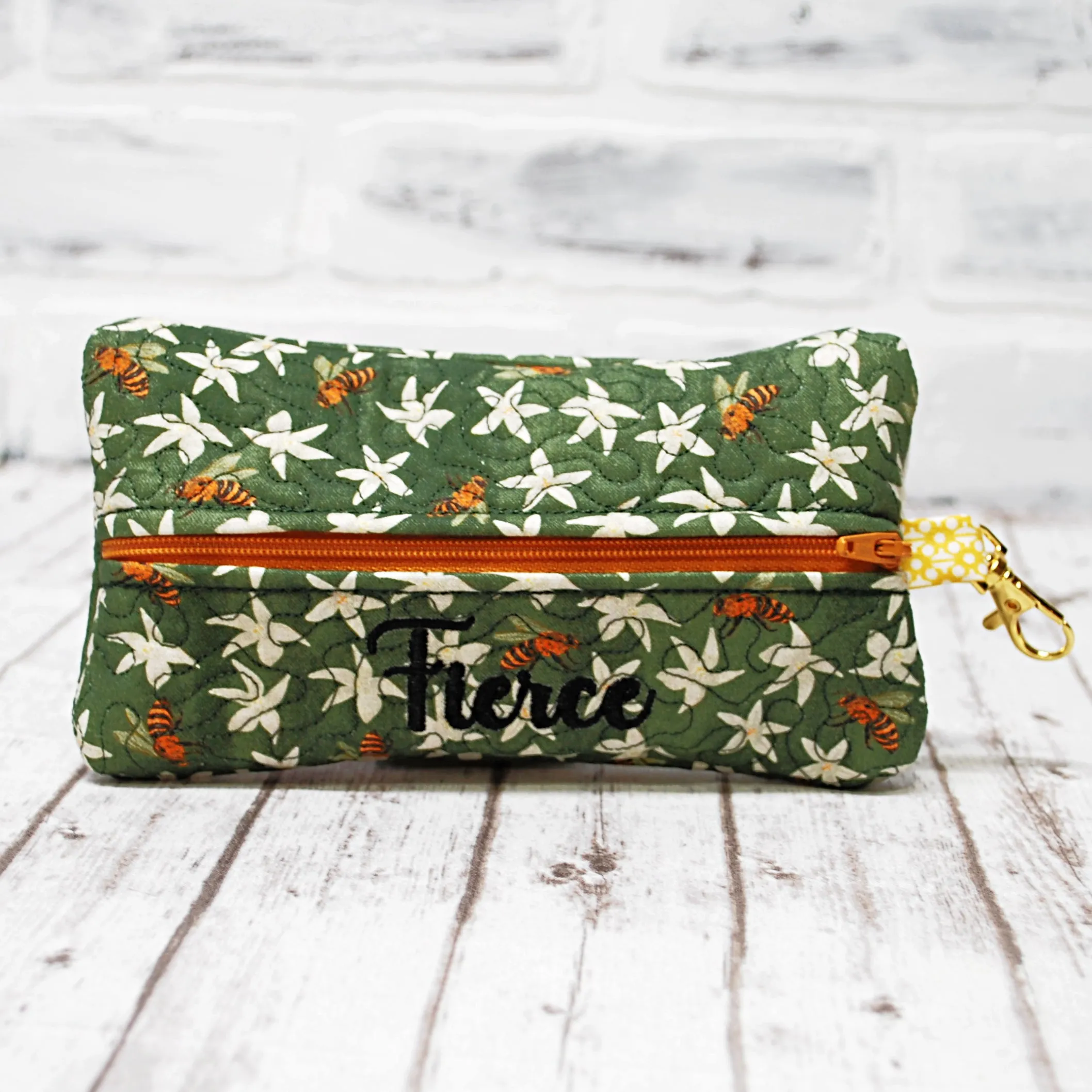 Floral Pollinators Personalized Quilted Pouch