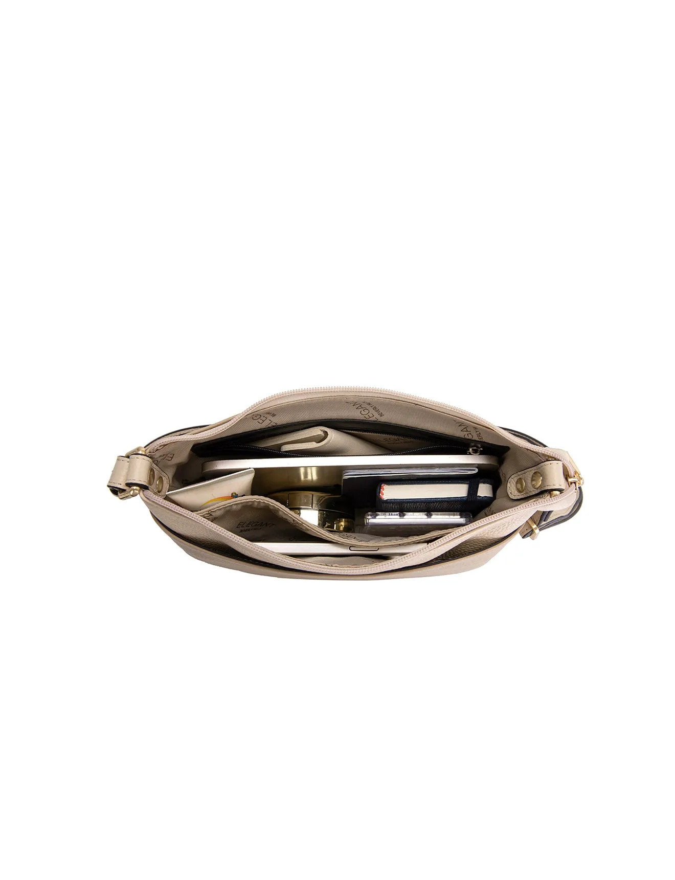 FRANCIS LEATHER XBODY BAG WITH RFID COMPARTMENT- E1-0840-PUTTY/IVORY