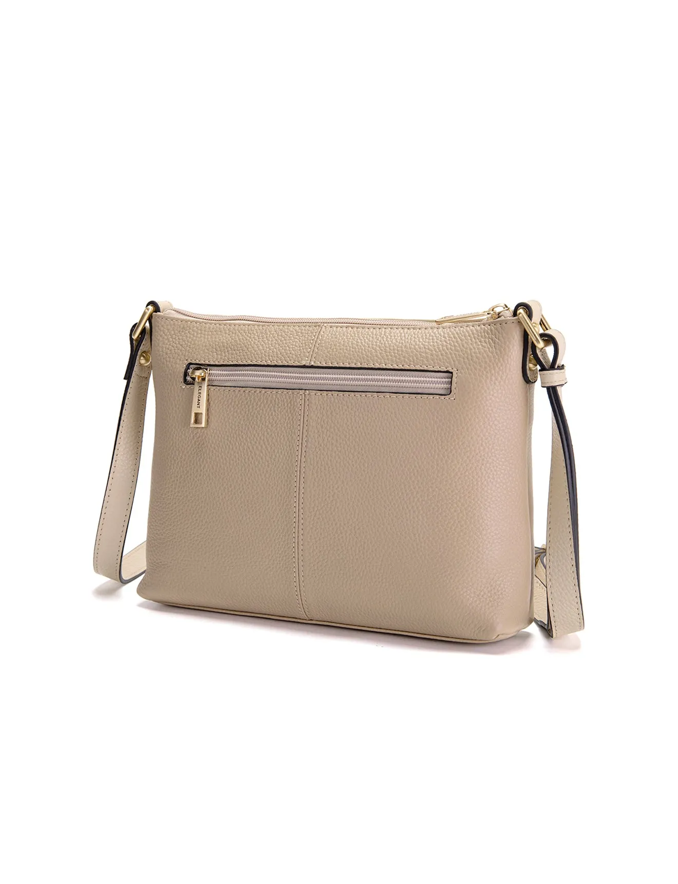 FRANCIS LEATHER XBODY BAG WITH RFID COMPARTMENT- E1-0840-PUTTY/IVORY