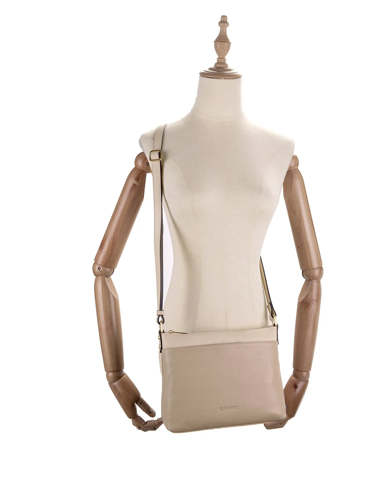 FRANCIS LEATHER XBODY BAG WITH RFID COMPARTMENT- E1-0840-PUTTY/IVORY