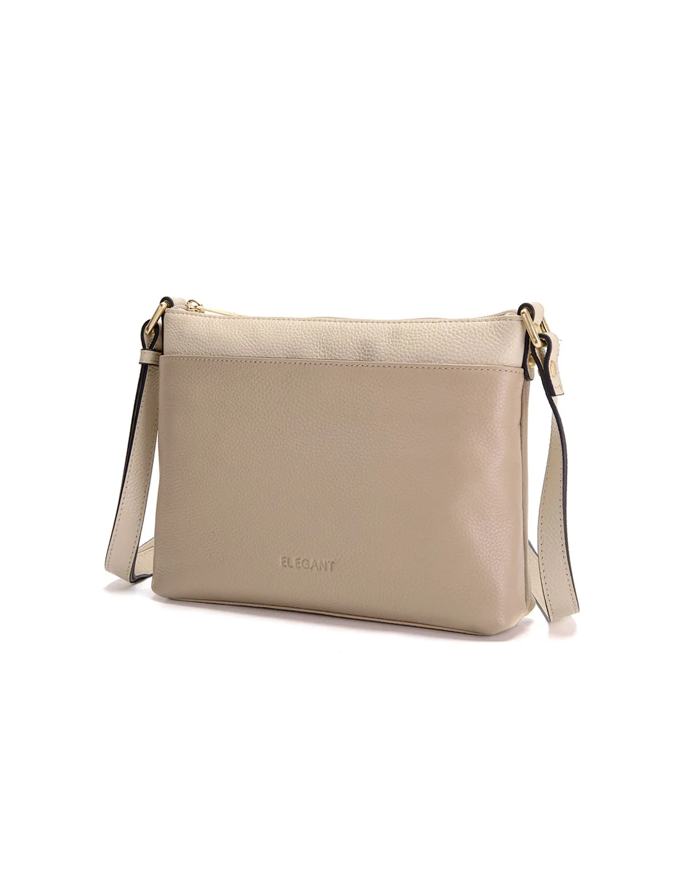 FRANCIS LEATHER XBODY BAG WITH RFID COMPARTMENT- E1-0840-PUTTY/IVORY