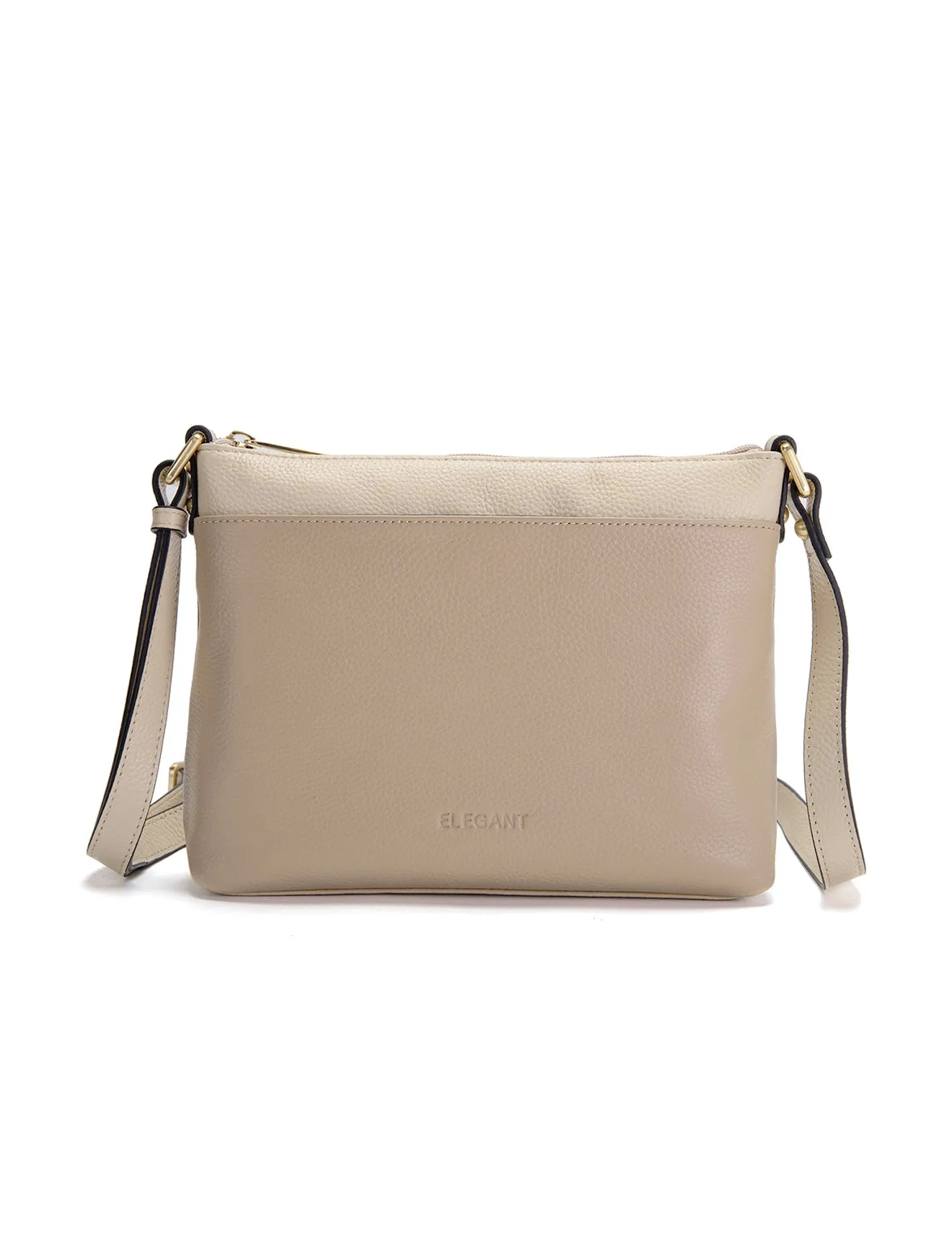 FRANCIS LEATHER XBODY BAG WITH RFID COMPARTMENT- E1-0840-PUTTY/IVORY