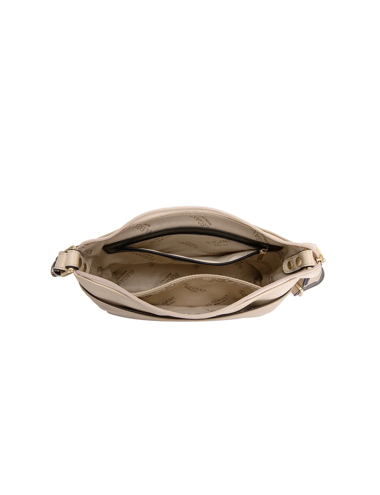 FRANCIS LEATHER XBODY BAG WITH RFID COMPARTMENT- E1-0840-PUTTY/IVORY
