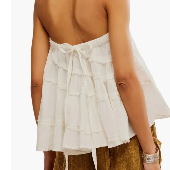 Free People White Cha Cha Convertible Top/Skirt Womans Sz L